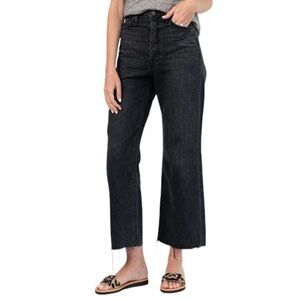 GRLFRND | Bobbi High Rise Wide Leg Cropped Jean in Black On The Road Size 28/6